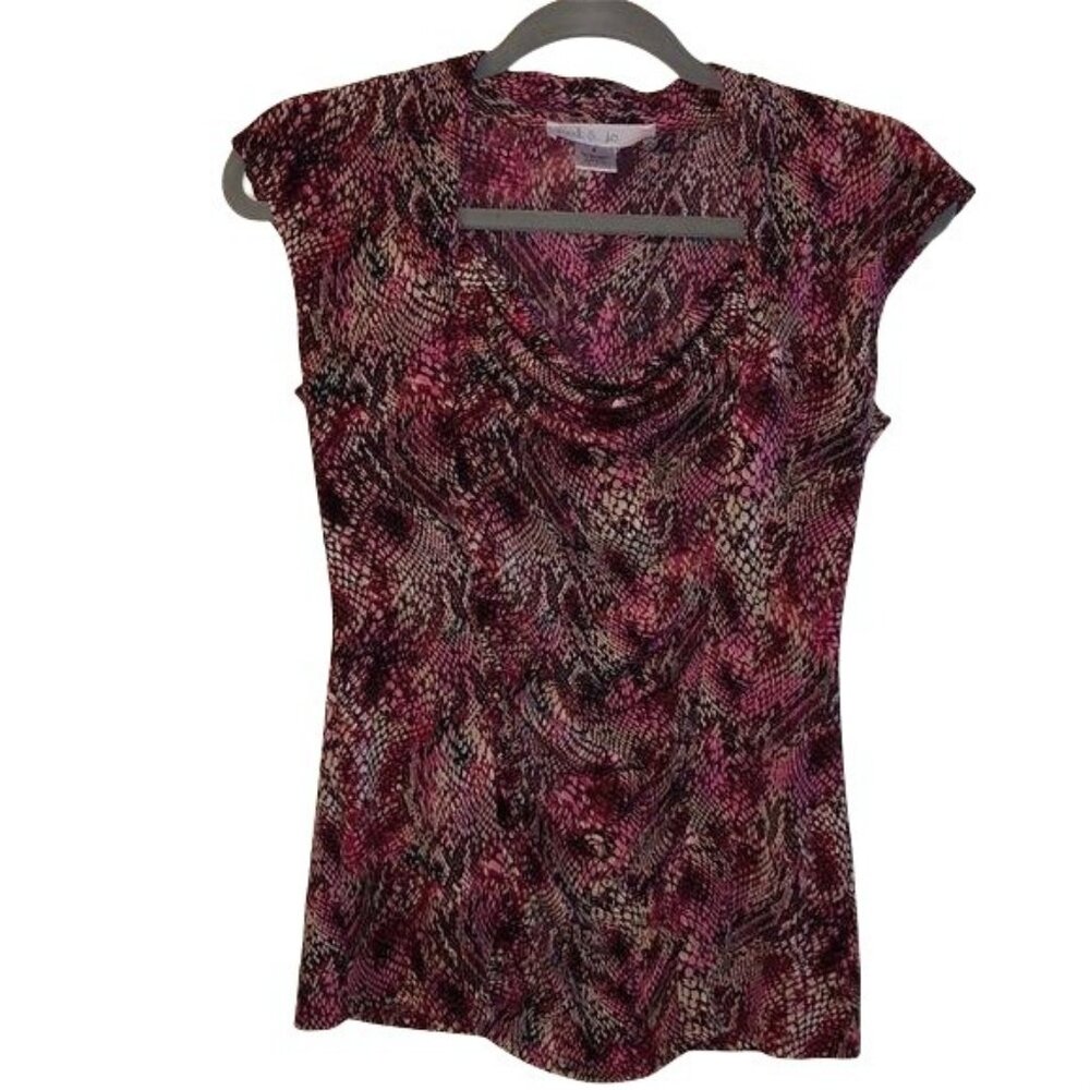 Mel & Jo Womens Snake Print Cowl Neck Top S